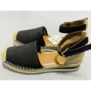 a.n.a Carrie Womens Sandal Black Tan Dress Shoe adjustable Strap Comfort Sz 9M